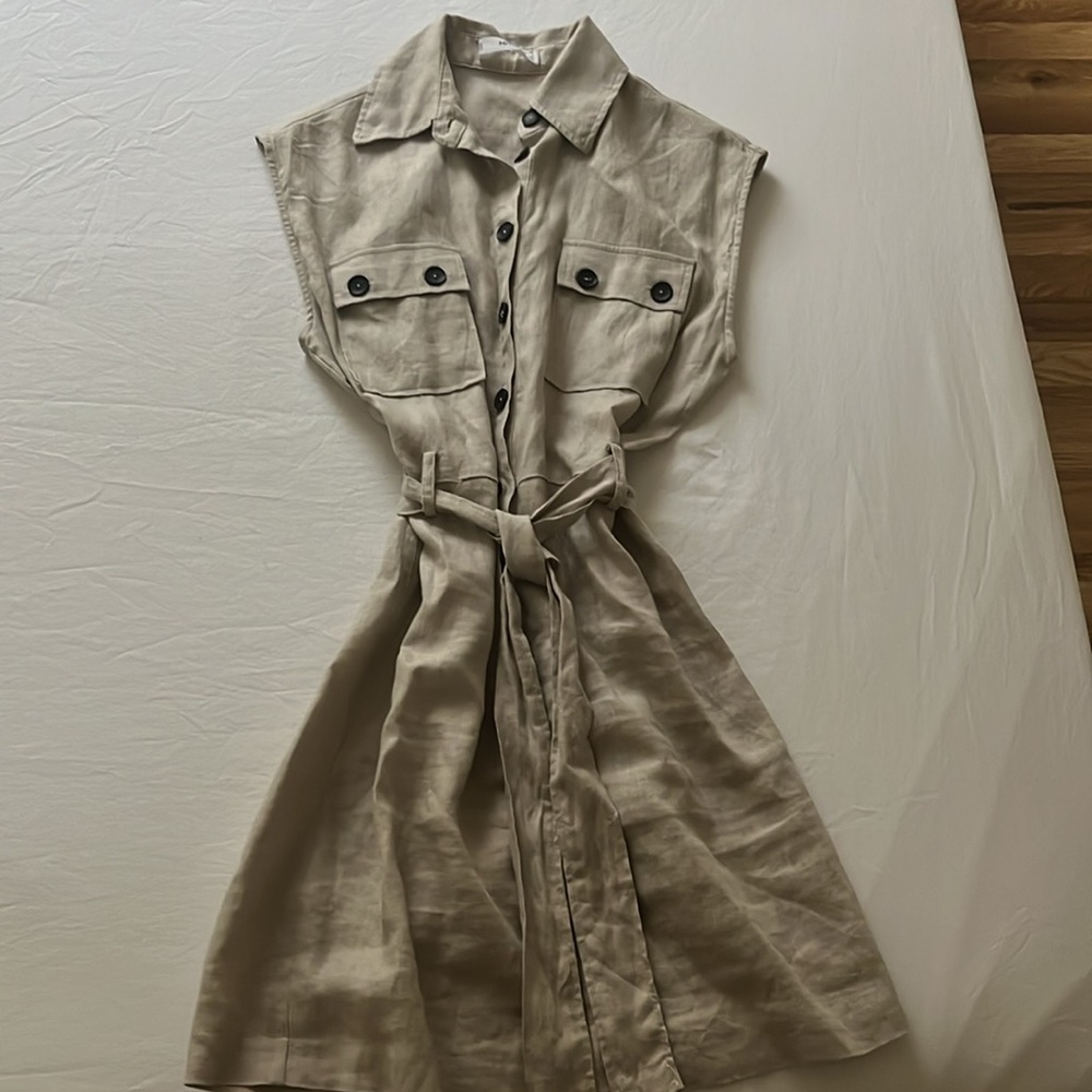 MANGO Linen Shirt Dress